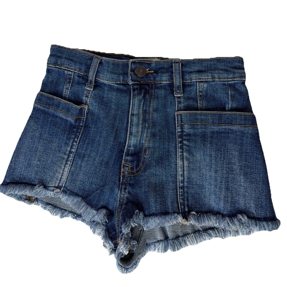 Free People Janney High Low Cut Off Denim FP Shorts  Women's Sz 25 New